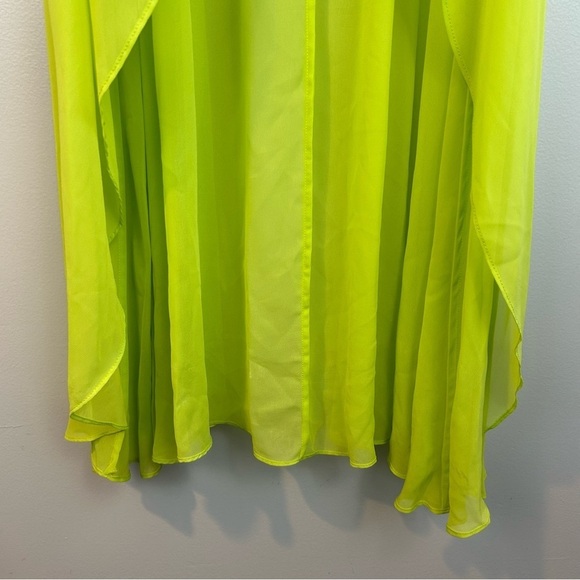 Cache Bright Green Sequin Chiffon Strapless High-Low Maxi/Mini Dress Size 4 Lime - Picture 14 of 16